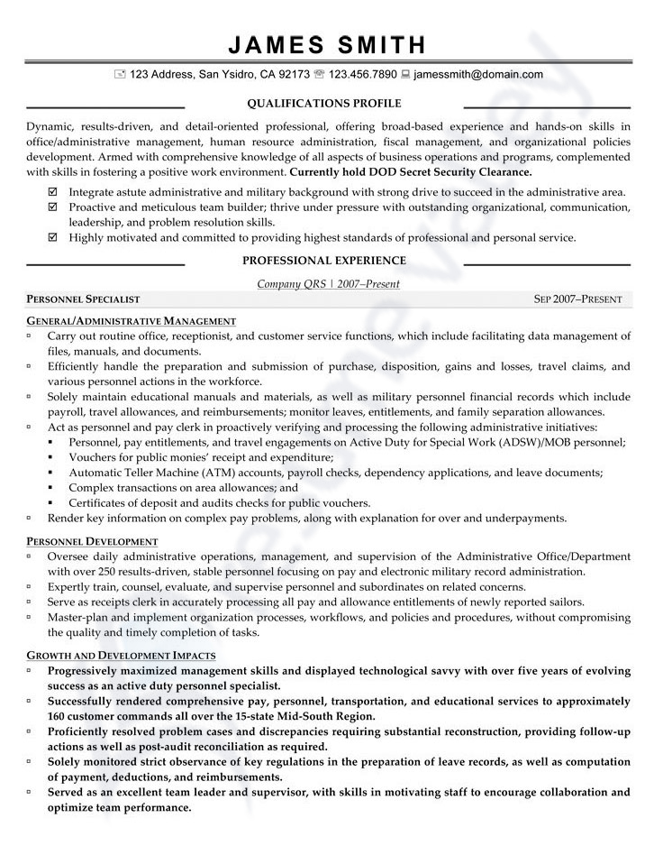 federal human resources specialist resume