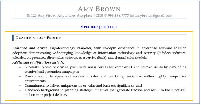 resume examples summary of qualifications