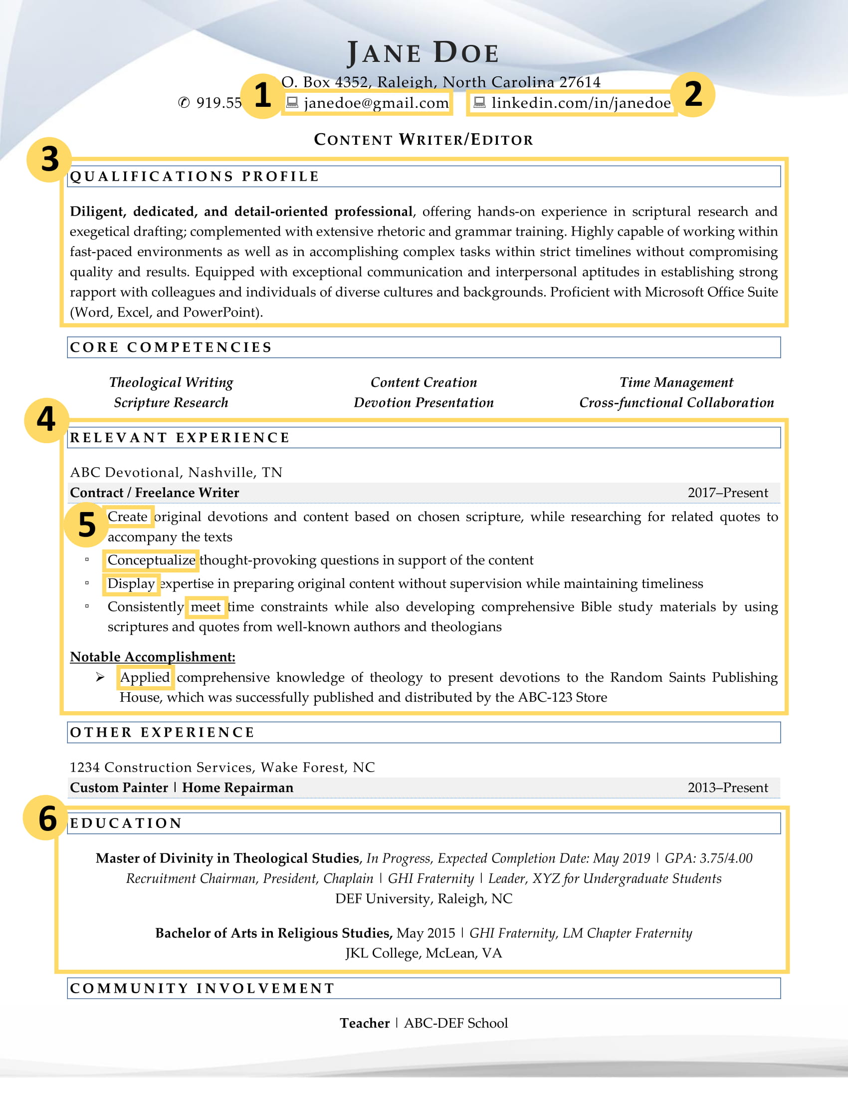 college resume personal statement examples
