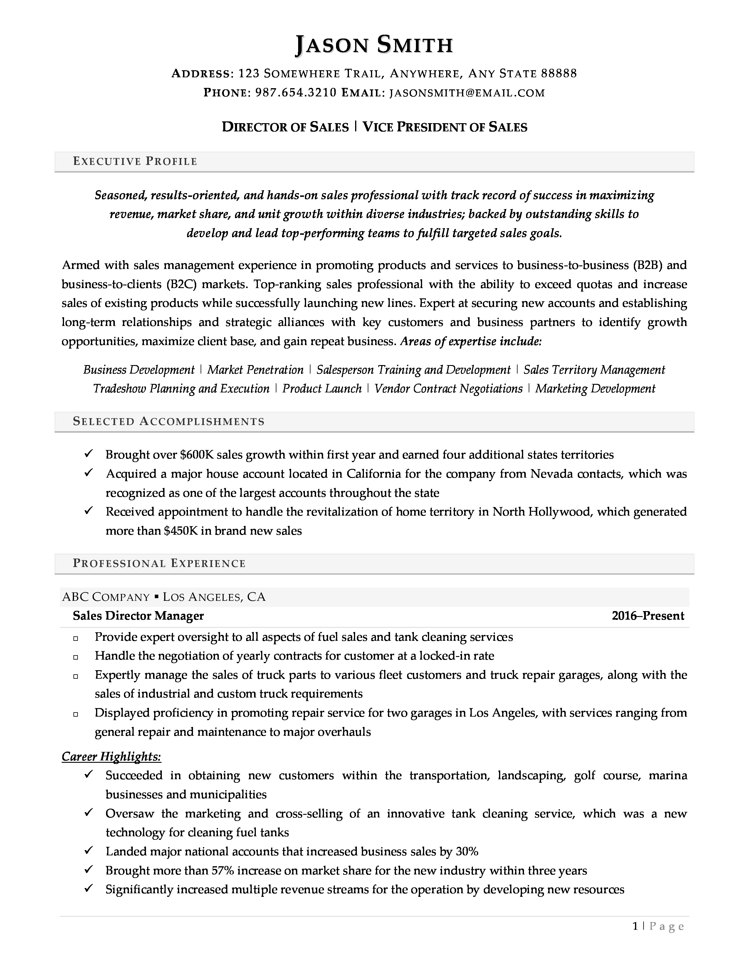 how to write a resume for executive positions